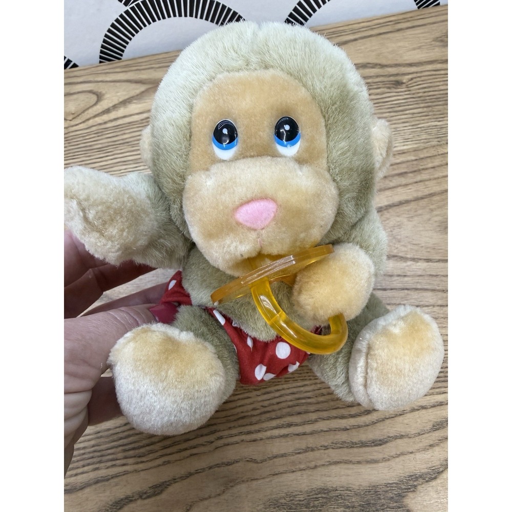Vintage Russ Berrie And Co. Baby Chee Chee Monkey With Pacifier Stuffed Plush